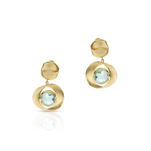 Kolczyki złote z topazami sky blue