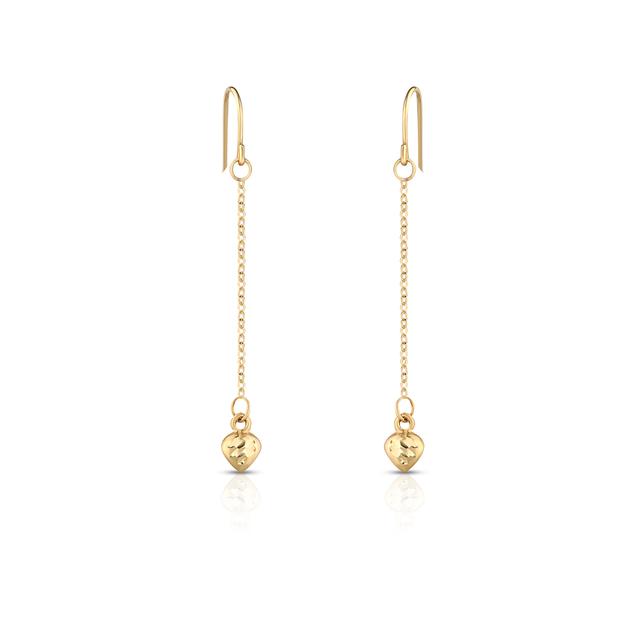 Kolczyki złote wiszące z sercem