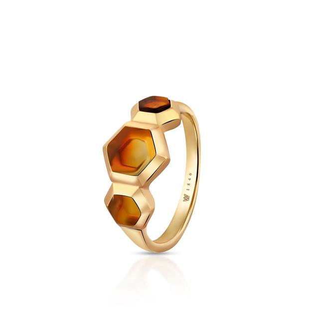 Pierścionek srebrny z bursztynem Miodowa