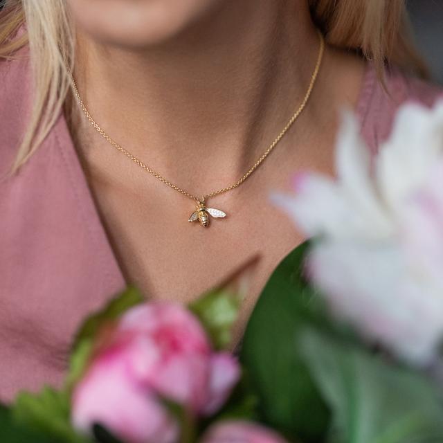 Naszyjnik srebrny pozłacany pszczoła