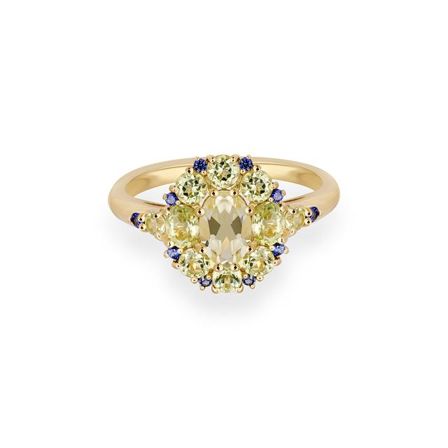 Pierścionek srebrny z oliwinami Szekspirowska