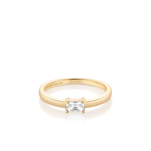 Pierścionek srebrny pozłacany z cyrkonią