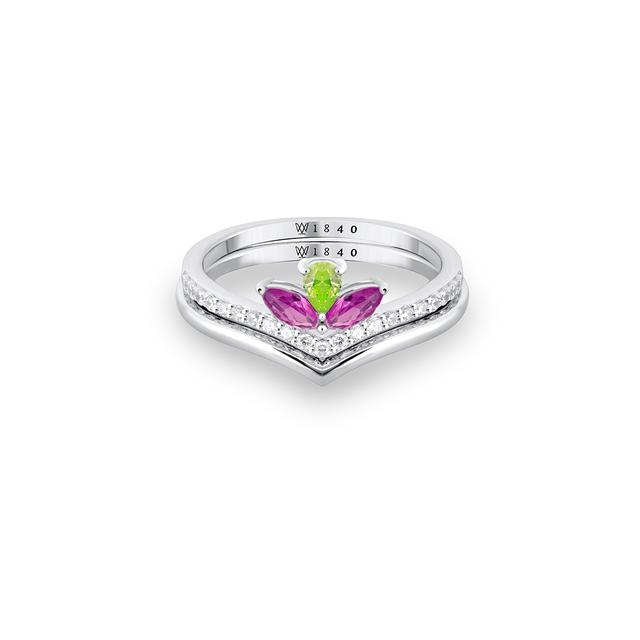 Pierścionek srebrny z kolorowymi kamieniami Mozaika