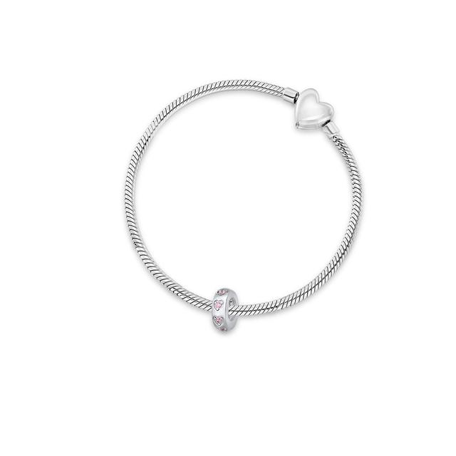 Zawieszka srebrna różowe serca Lovely Beads