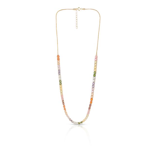 Naszyjnik złoty z kolorowymi cyrkoniami W.KRUK