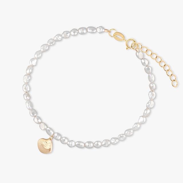 Bransoleta złota z muszlą i perłami Santorini
