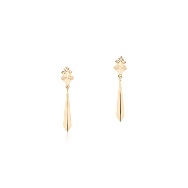 Kolczyki złote geometryczne z cyrkoniami