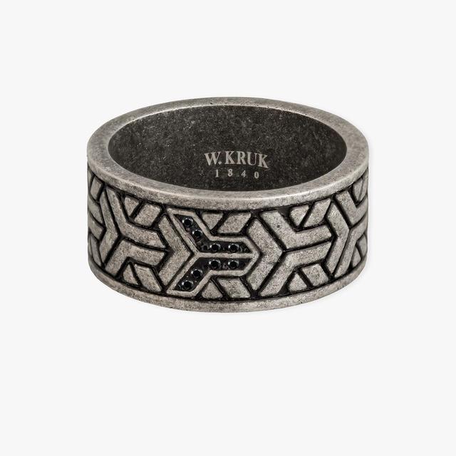 Pierścionek ze stali z czarnymi cyrkoniami