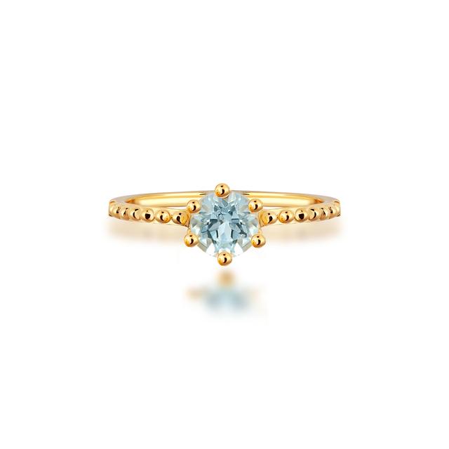 Pierścionek srebrny pozłacany z niebieskim topazem