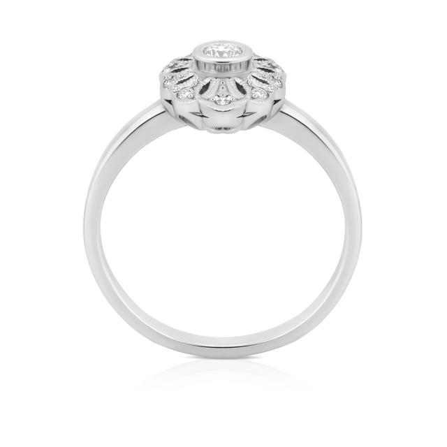 Pierścionek białe złoto z brylantami