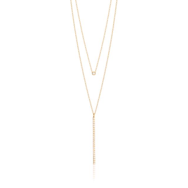 Naszyjnik złoty krawatka z cyrkoniami