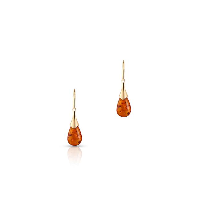 Kolczyki złote z bursztynem