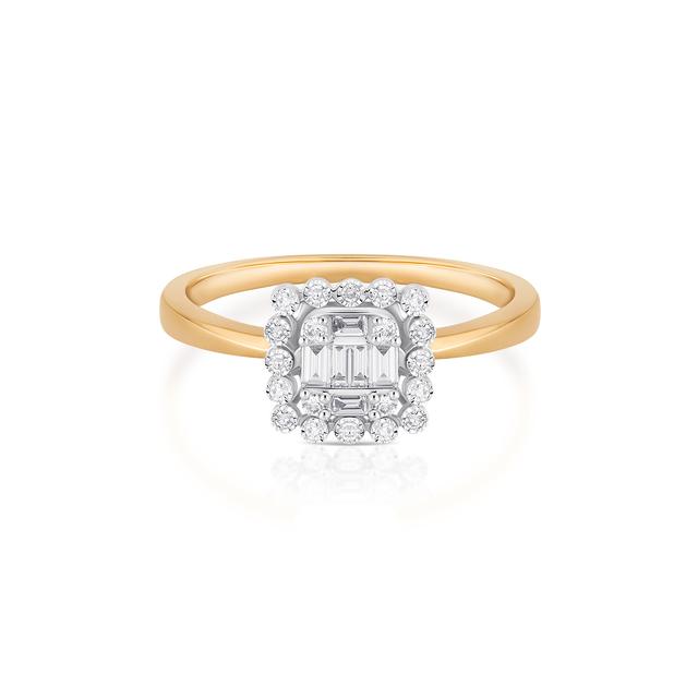 Pierścionek złoty bicolor z brylantem i diamentami