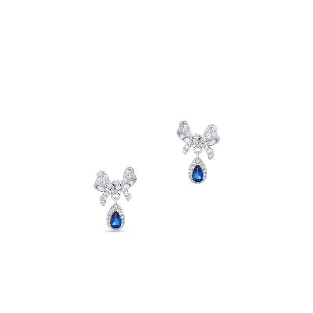 Kolczyki srebrne kokardki z cyrkoniami