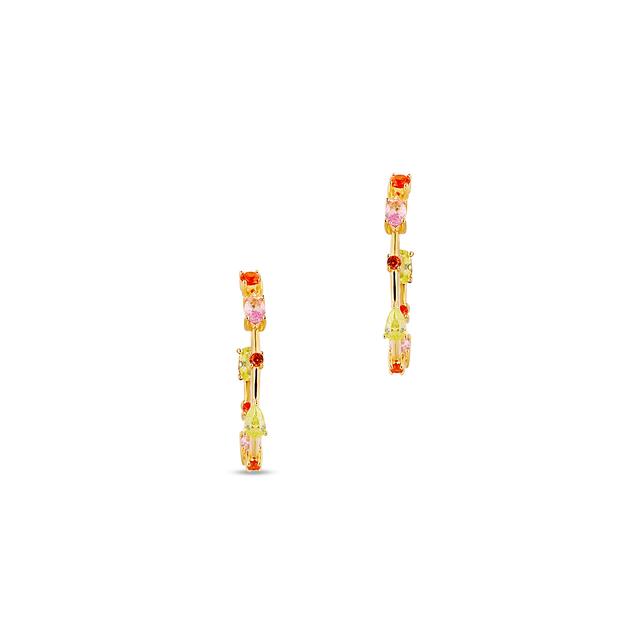 Kolczyki srebrne z kolorowymi kamieniami Mozaika