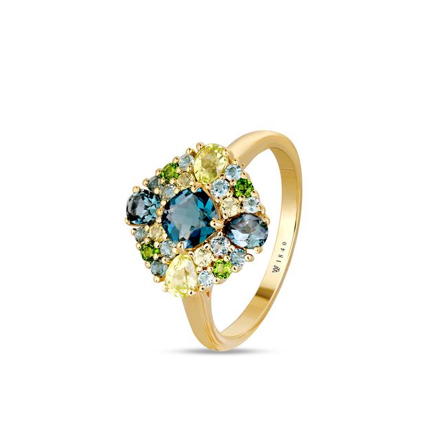 Pierścionek srebrny z topazami Szekspirowska