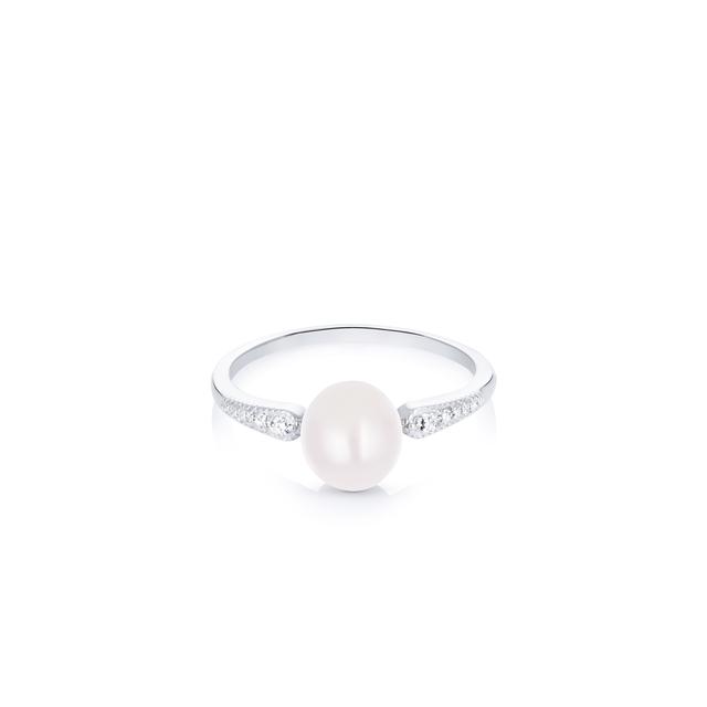 Pierścionek srebrny duża perła