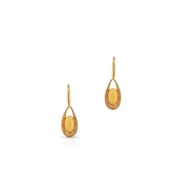 Kolczyki srebrne pozłacane z bursztynami