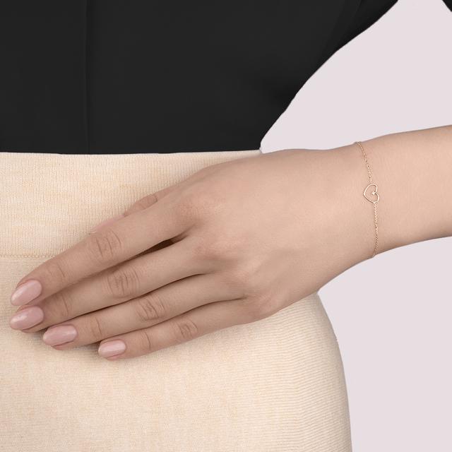 Bransoletka złota serce z cyrkonią