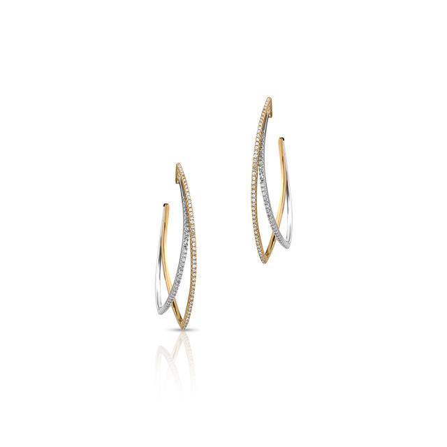 Kolczyki złote bicolor z diamentami