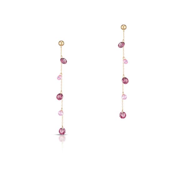 Kolczyki złote z różowymi cyrkoniami