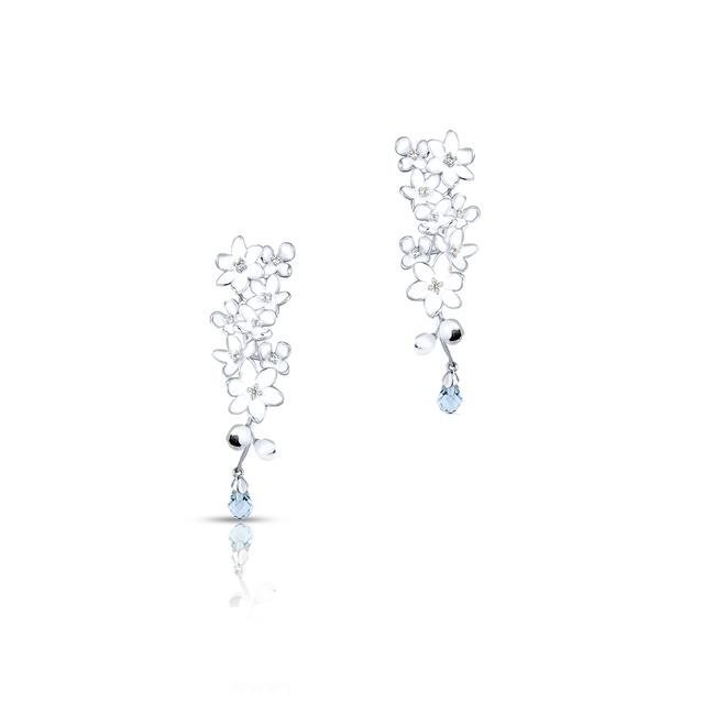 Kolczyki srebrne Kwiaty Nocy Biały Bez