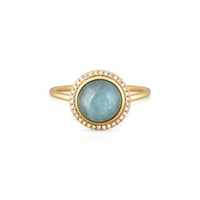 Pierścionek złoty z akwamarynem