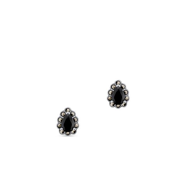 Kolczyki srebrne z czarną cyrkonią