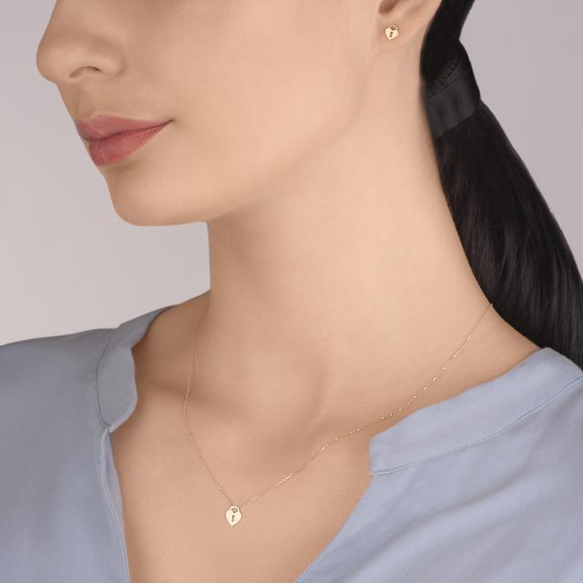 Naszyjnik złoty z sercem kłódką