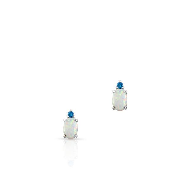 Kolczyki srebrne z opalami i cyrkoniami