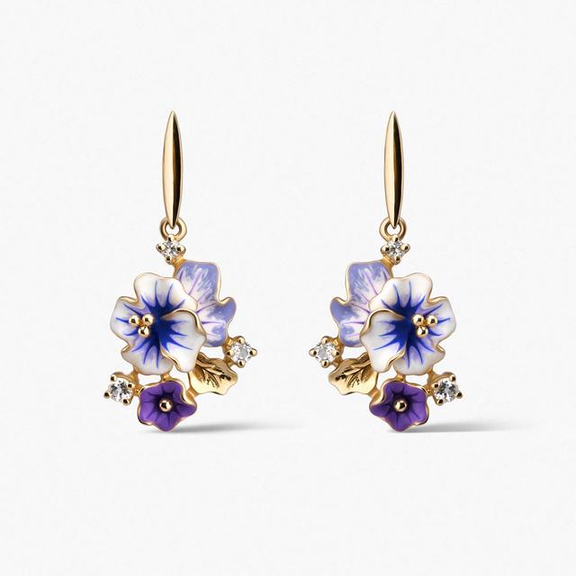 Kolczyki złote Kwiaty Nocy Bratki