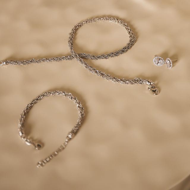 Bransoleta srebrna splot popcorn