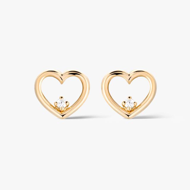 Kolczyki złote serca z cyrkonią