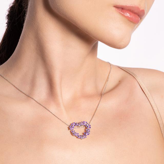 Wisiorek srebrny Kwiaty Nocy Fioletowy Bez