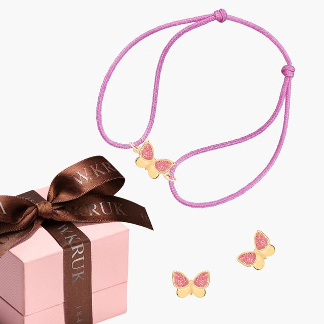 KOMPLET ZŁOTE MOTYLKI