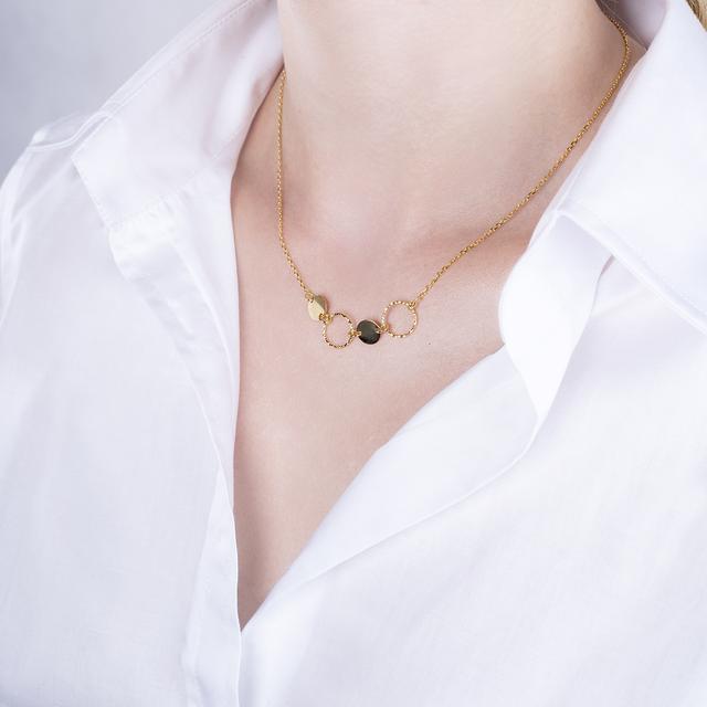 Naszyjnik srebrny pozłacany koła