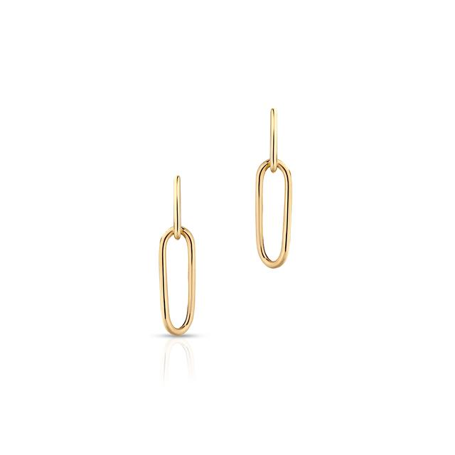 Kolczyki złote długie paper clip