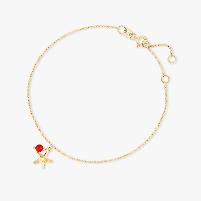 Bransoleta złota z rozgwiazdą i koralem Santorini