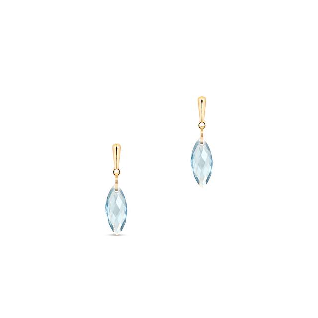 Kolczyki złote z niebieskim kamieniem