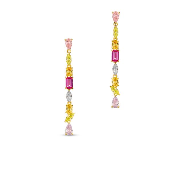 Kolczyki srebrne z kolorowymi kamieniami Mozaika