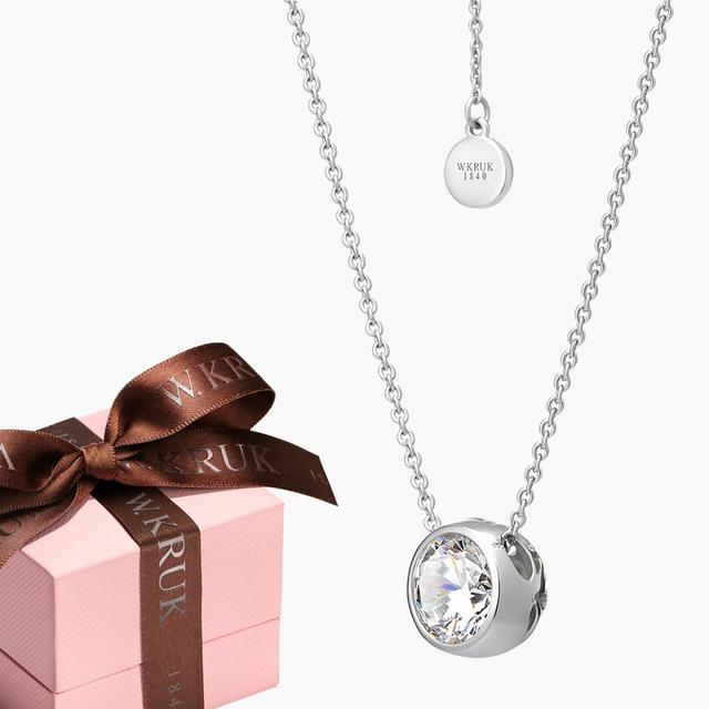 Naszyjnik srebrny z cyrkonią i diamentem