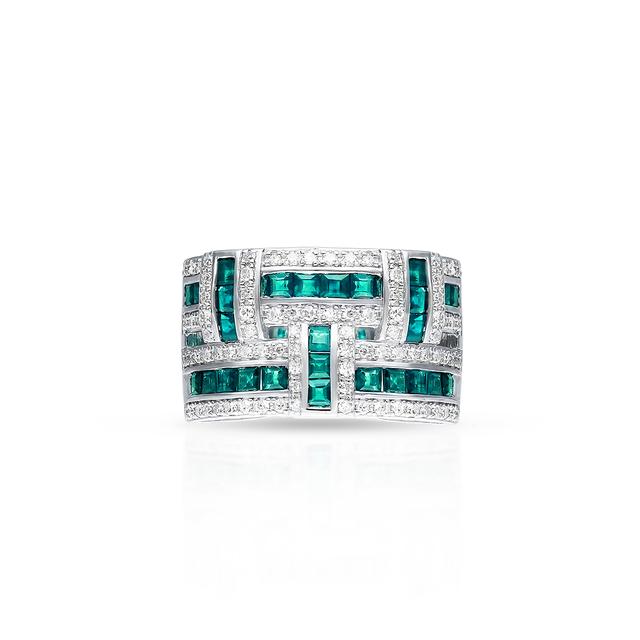 Pierścionek białe złoto z kamieniami szlachetnymi