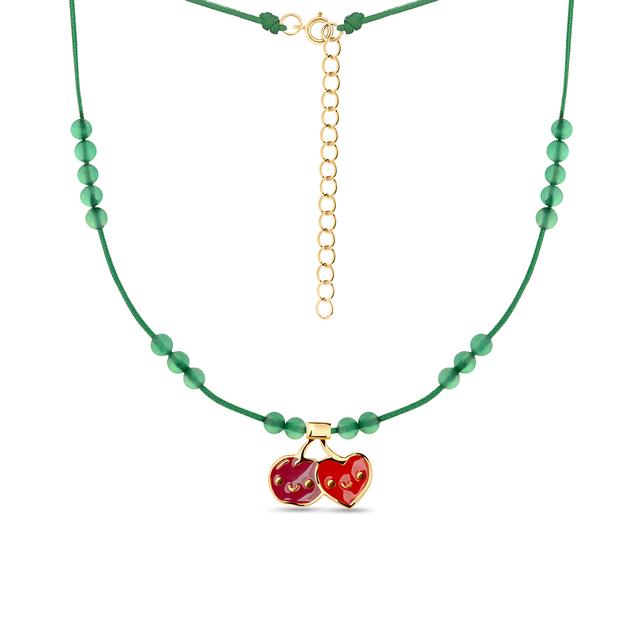 Naszyjnik sznurkowy z motywem wisienki