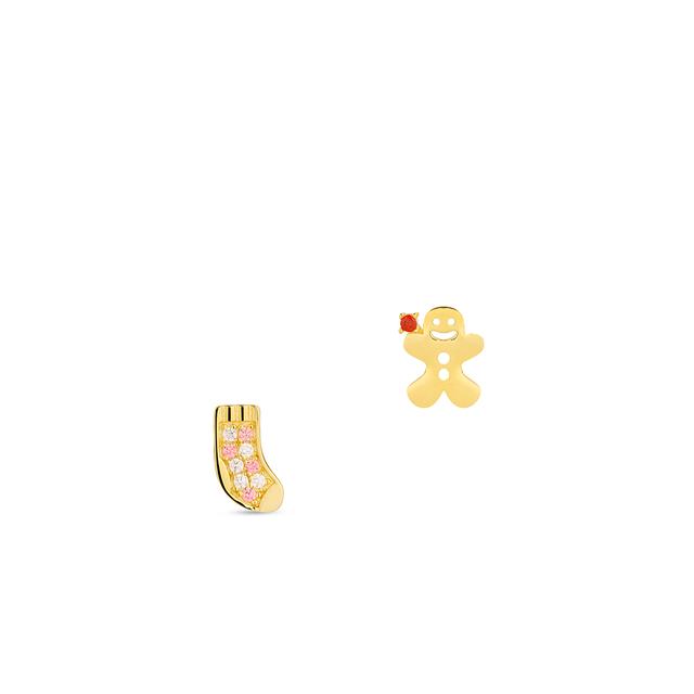 Kolczyki srebrne pozłacane ze świątecznym motywem