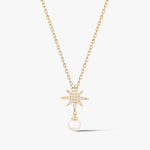 Wisiorek złoty gwiazdka z perłą