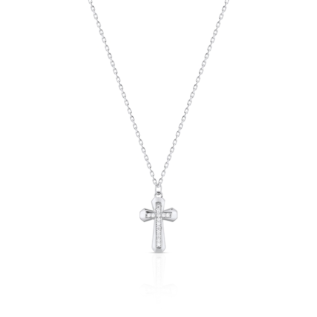 Naszyjnik srebrny krzyżyk z cyrkoniami