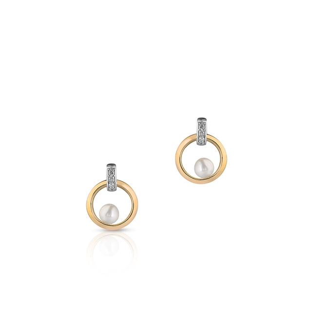 Kolczyki srebrne pozłacane z perłami i cyrkoniami