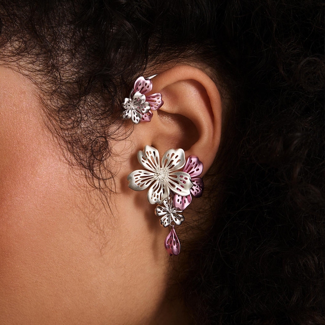 Zausznica srebra Kwiaty Nocy Wiśnia