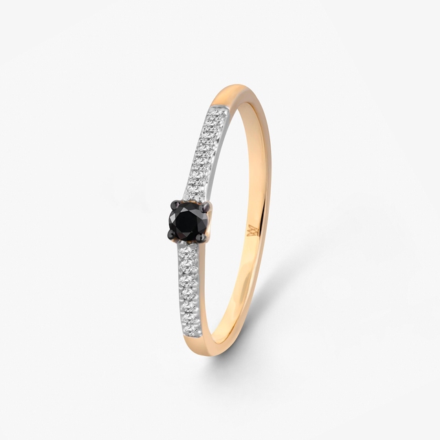 Pierścionek złoty z szafirem i diamentami