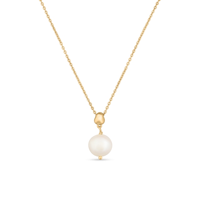 Naszyjnik srebrny pozłacany z perłą